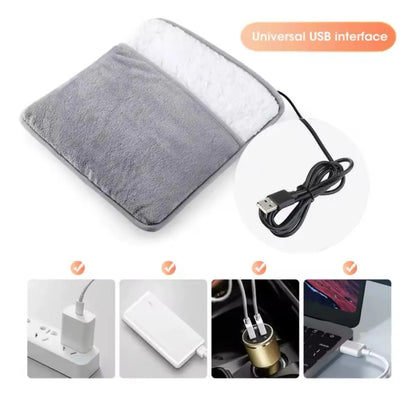 GrayTherm™ – Manta Calienta Pies USB de Polar Gris Suave | Calor Eléctrico Instantáneo